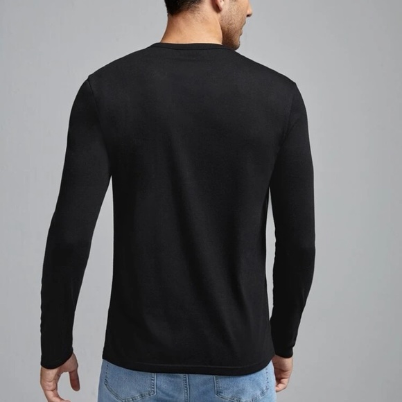 NEW! Mens Black 5 Button Henley Style Shirt - M - Picture 5 of 7